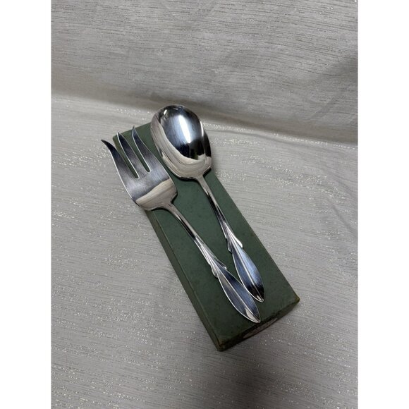 WM Rogers Mfg. Co Original Rogers Serving Spoon & Fork Ornate Decoration 8 7/8" - Picture 1 of 7